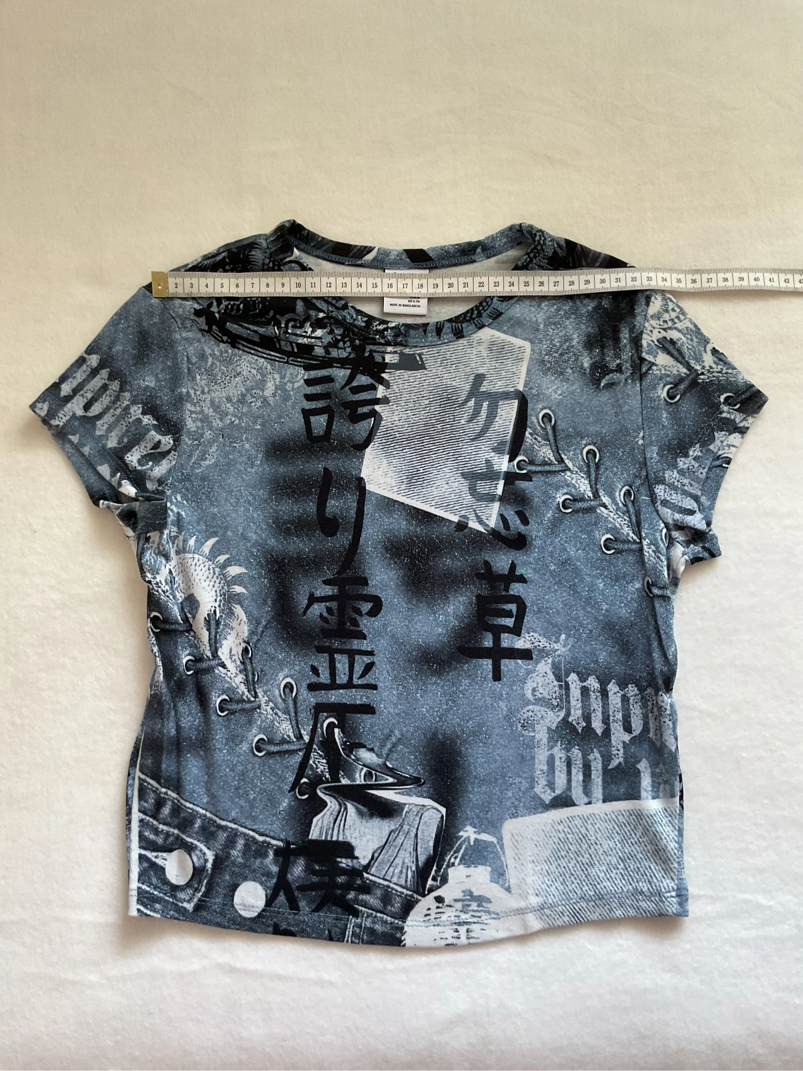 Top Cropped Bershka Azul Estampado Y2K | Tamanho M – photo 7
